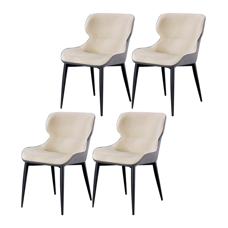 Contemporary Style Chair Kitchen Arm Side Chairs with Metal Legs Off-White Set of 4 Clearhalo 'Dining Chairs' 'Dining Tables & Seating' 'dining_chair' 'Furniture' 'furniture_dining_chair' 'Kitchen & Dining Furniture' 4792578