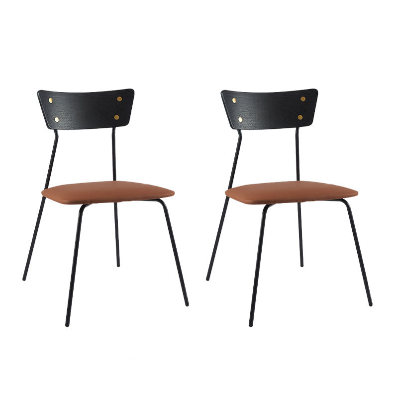 Industrial Style Chair Kitchen Armless Chair with Metal Legs Brown 2 Piece Set Black Clearhalo 'Dining Chairs' 'Dining Tables & Seating' 'dining_chair' 'furn' 'furn_dining_chair' 'Furniture' 'furniture_dining_chair' 'Kitchen & Dining Furniture' 4792583