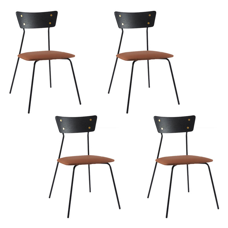 Industrial Style Chair Kitchen Armless Chair with Metal Legs Brown 4 Piece Set Black Clearhalo 'Dining Chairs' 'Dining Tables & Seating' 'dining_chair' 'furn' 'furn_dining_chair' 'Furniture' 'furniture_dining_chair' 'Kitchen & Dining Furniture' 4792585