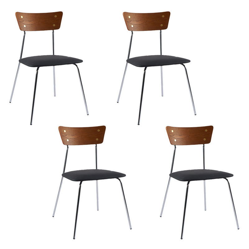 Industrial Style Chair Kitchen Armless Chair with Metal Legs Black 4 Piece Set Silver Clearhalo 'Dining Chairs' 'Dining Tables & Seating' 'dining_chair' 'furn' 'furn_dining_chair' 'Furniture' 'furniture_dining_chair' 'Kitchen & Dining Furniture' 4792591