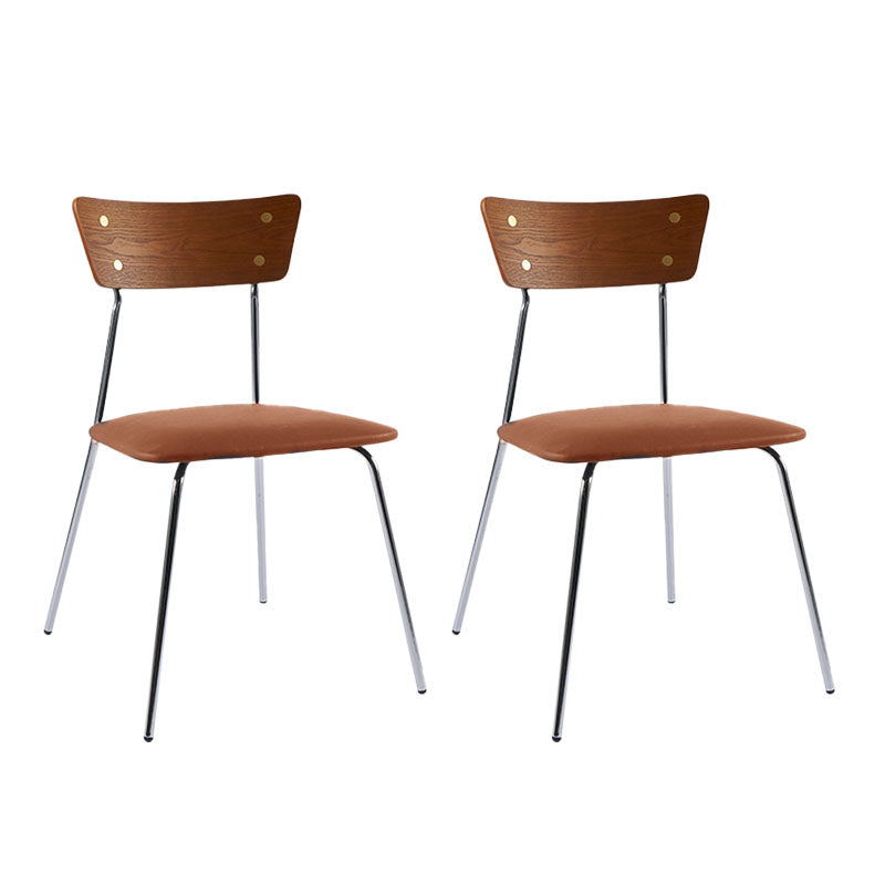 Industrial Style Chair Kitchen Armless Chair with Metal Legs Brown 2 Piece Set Silver Clearhalo 'Dining Chairs' 'Dining Tables & Seating' 'dining_chair' 'furn' 'furn_dining_chair' 'Furniture' 'furniture_dining_chair' 'Kitchen & Dining Furniture' 4792595