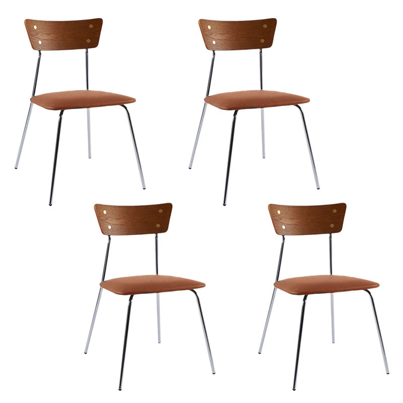Industrial Style Chair Kitchen Armless Chair with Metal Legs Brown 4 Piece Set Silver Clearhalo 'Dining Chairs' 'Dining Tables & Seating' 'dining_chair' 'furn' 'furn_dining_chair' 'Furniture' 'furniture_dining_chair' 'Kitchen & Dining Furniture' 4792596