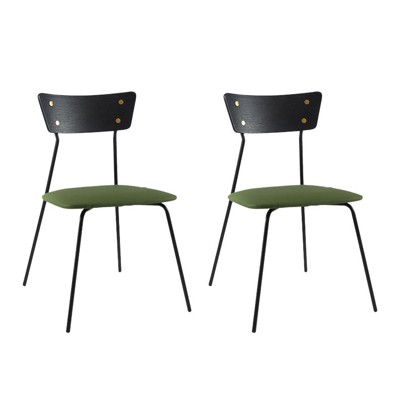 Industrial Style Chair Kitchen Armless Chair with Metal Legs Green 2 Piece Set Black Clearhalo 'Dining Chairs' 'Dining Tables & Seating' 'dining_chair' 'furn' 'furn_dining_chair' 'Furniture' 'furniture_dining_chair' 'Kitchen & Dining Furniture' 4792612
