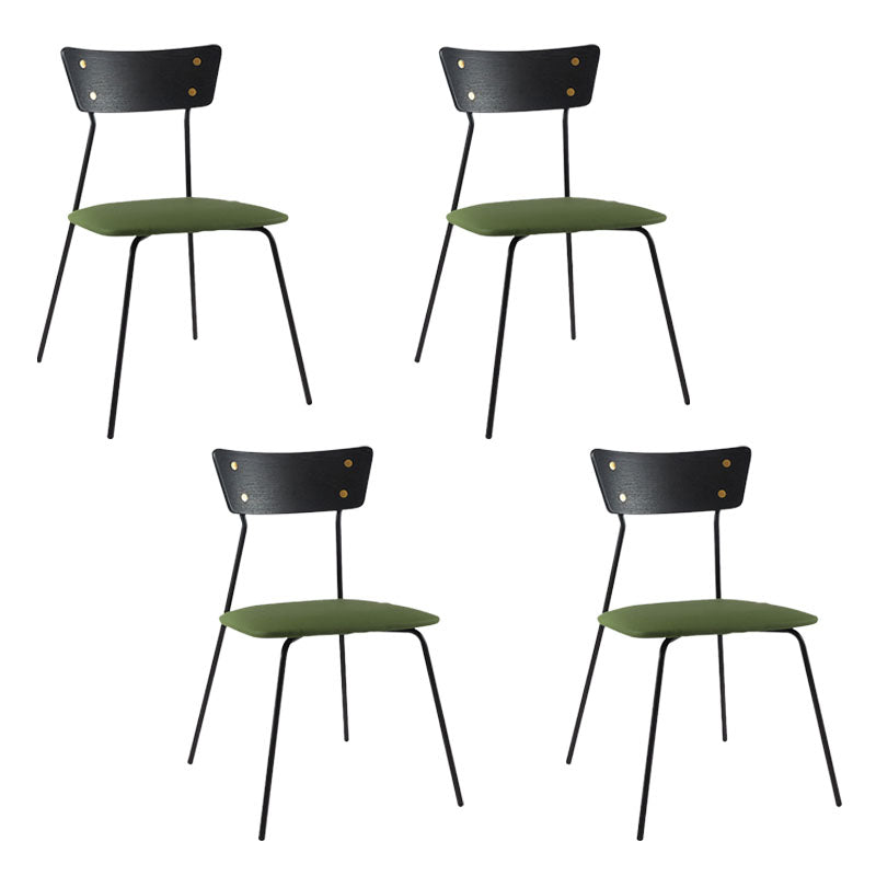 Industrial Style Chair Kitchen Armless Chair with Metal Legs Green 4 Piece Set Black Clearhalo 'Dining Chairs' 'Dining Tables & Seating' 'dining_chair' 'furn' 'furn_dining_chair' 'Furniture' 'furniture_dining_chair' 'Kitchen & Dining Furniture' 4792613