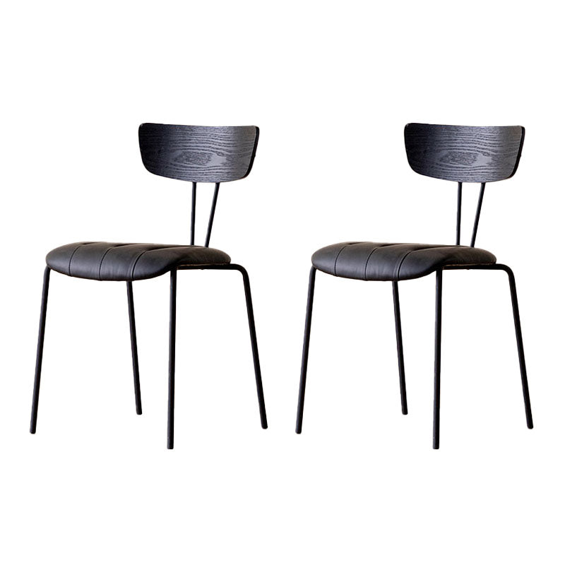Industrial Dining Chair Kitchen Armless Chairs with Metal Legs Black 2 Piece Set Clearhalo 'Dining Chairs' 'Dining Tables & Seating' 'dining_chair' 'furn' 'furn_dining_chair' 'Furniture' 'furniture_dining_chair' 'Kitchen & Dining Furniture' 4792620