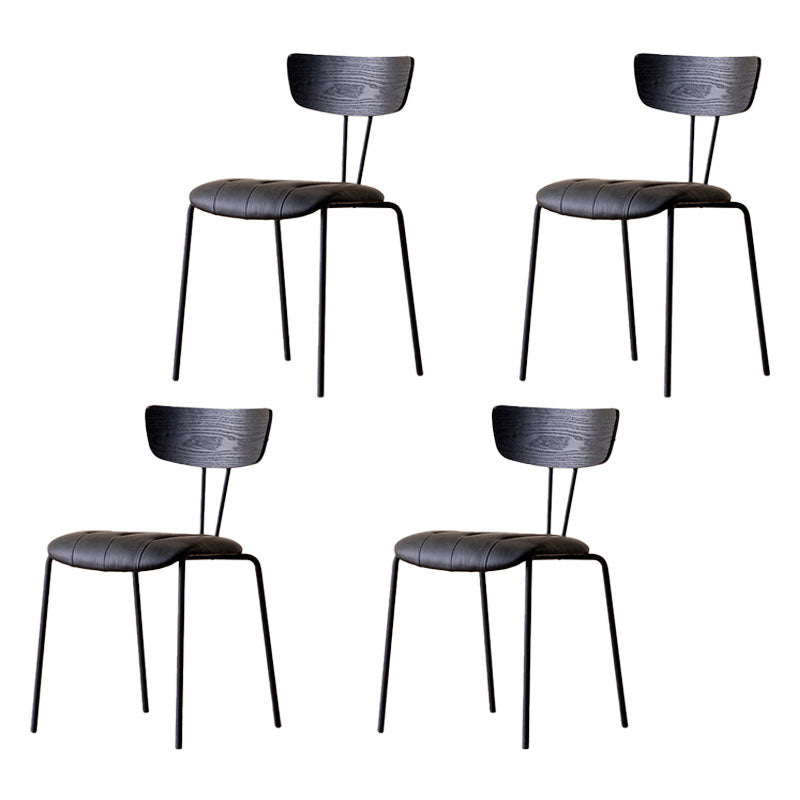 Industrial Dining Chair Kitchen Armless Chairs with Metal Legs Black 4 Piece Set Clearhalo 'Dining Chairs' 'Dining Tables & Seating' 'dining_chair' 'furn' 'furn_dining_chair' 'Furniture' 'furniture_dining_chair' 'Kitchen & Dining Furniture' 4792622
