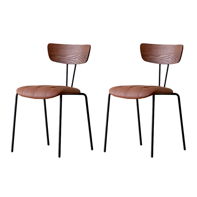 Industrial Dining Chair Kitchen Armless Chairs with Metal Legs Brown 2 Piece Set Clearhalo 'Dining Chairs' 'Dining Tables & Seating' 'dining_chair' 'furn' 'furn_dining_chair' 'Furniture' 'furniture_dining_chair' 'Kitchen & Dining Furniture' 4792627