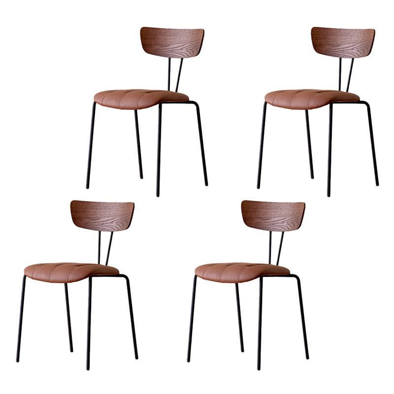 Industrial Dining Chair Kitchen Armless Chairs with Metal Legs Brown 4 Piece Set Clearhalo 'Dining Chairs' 'Dining Tables & Seating' 'dining_chair' 'furn' 'furn_dining_chair' 'Furniture' 'furniture_dining_chair' 'Kitchen & Dining Furniture' 4792628