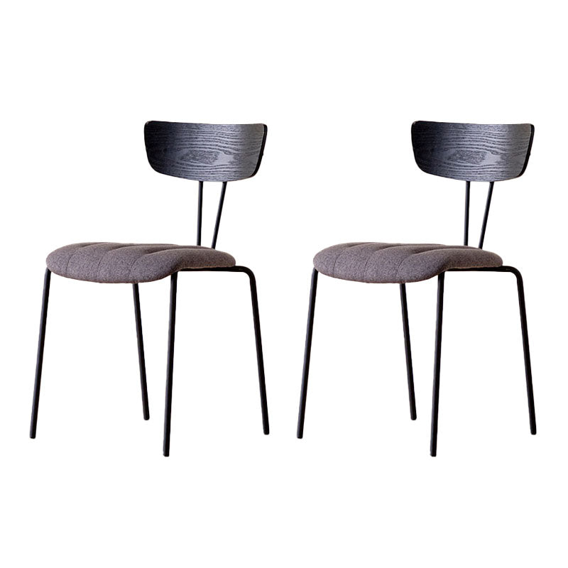 Industrial Dining Chair Kitchen Armless Chairs with Metal Legs Light Gray-Black 2 Piece Set Clearhalo 'Dining Chairs' 'Dining Tables & Seating' 'dining_chair' 'furn' 'furn_dining_chair' 'Furniture' 'furniture_dining_chair' 'Kitchen & Dining Furniture' 4792633