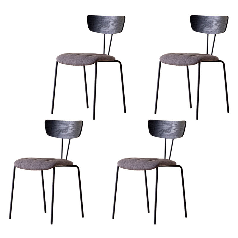 Industrial Dining Chair Kitchen Armless Chairs with Metal Legs Light Gray-Black 4 Piece Set Clearhalo 'Dining Chairs' 'Dining Tables & Seating' 'dining_chair' 'furn' 'furn_dining_chair' 'Furniture' 'furniture_dining_chair' 'Kitchen & Dining Furniture' 4792635