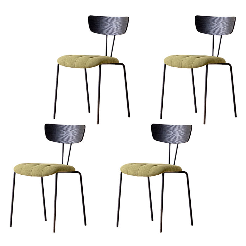Industrial Dining Chair Kitchen Armless Chairs with Metal Legs Green-Black 4 Piece Set Clearhalo 'Dining Chairs' 'Dining Tables & Seating' 'dining_chair' 'furn' 'furn_dining_chair' 'Furniture' 'furniture_dining_chair' 'Kitchen & Dining Furniture' 4792640