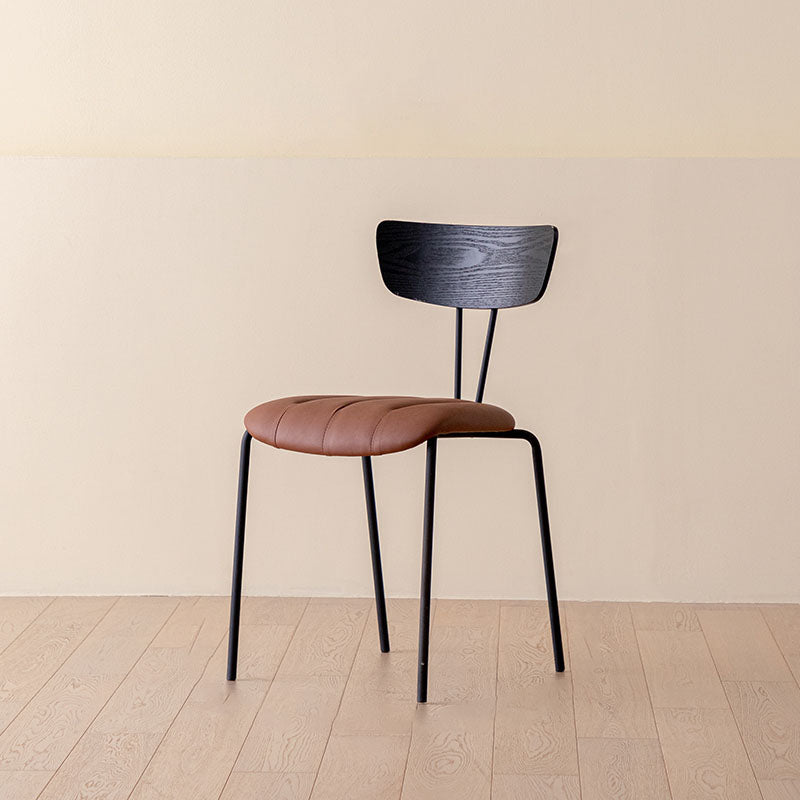 Industrial Dining Chair Kitchen Armless Chairs with Metal Legs Brown-Black 1 Piece Clearhalo 'Dining Chairs' 'Dining Tables & Seating' 'dining_chair' 'furn' 'furn_dining_chair' 'Furniture' 'furniture_dining_chair' 'Kitchen & Dining Furniture' 4792642