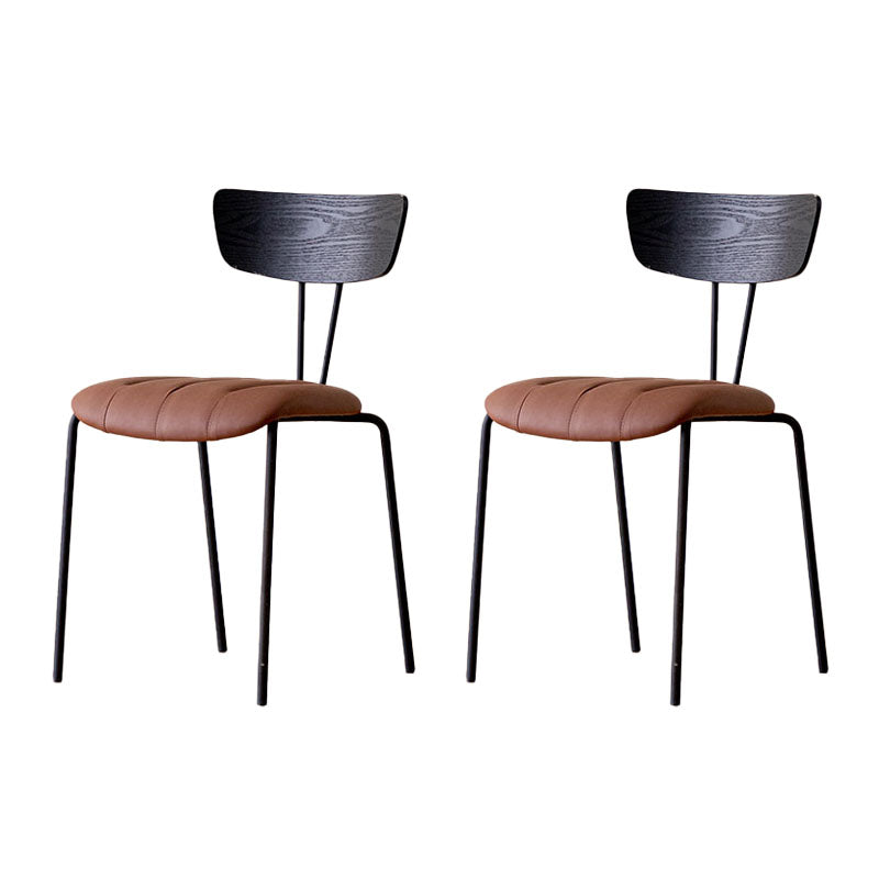 Industrial Dining Chair Kitchen Armless Chairs with Metal Legs Brown-Black 2 Piece Set Clearhalo 'Dining Chairs' 'Dining Tables & Seating' 'dining_chair' 'furn' 'furn_dining_chair' 'Furniture' 'furniture_dining_chair' 'Kitchen & Dining Furniture' 4792644