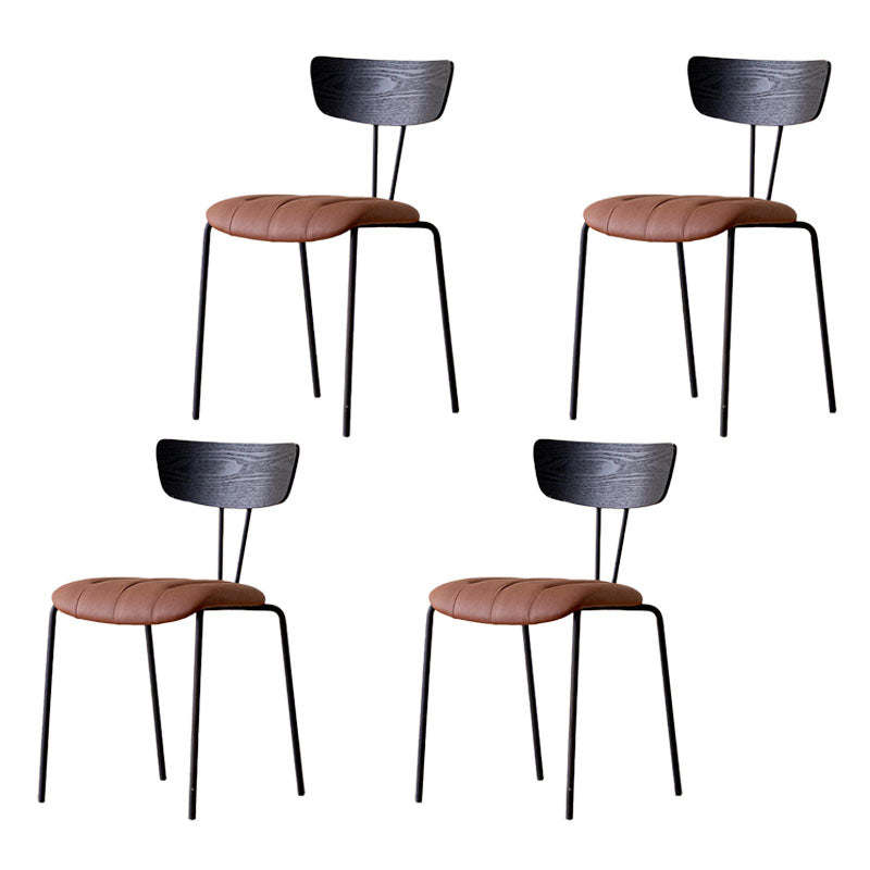 Industrial Dining Chair Kitchen Armless Chairs with Metal Legs Brown-Black 4 Piece Set Clearhalo 'Dining Chairs' 'Dining Tables & Seating' 'dining_chair' 'furn' 'furn_dining_chair' 'Furniture' 'furniture_dining_chair' 'Kitchen & Dining Furniture' 4792646