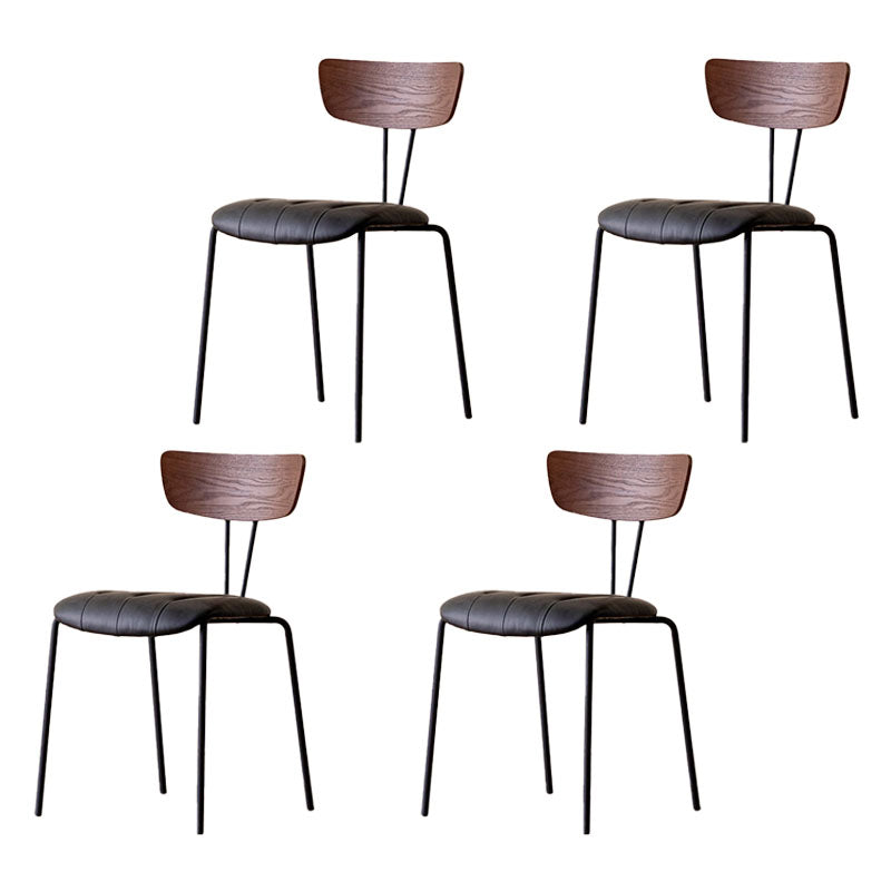 Industrial Dining Chair Kitchen Armless Chairs with Metal Legs Textured Black 4 Piece Set Clearhalo 'Dining Chairs' 'Dining Tables & Seating' 'dining_chair' 'furn' 'furn_dining_chair' 'Furniture' 'furniture_dining_chair' 'Kitchen & Dining Furniture' 4792655