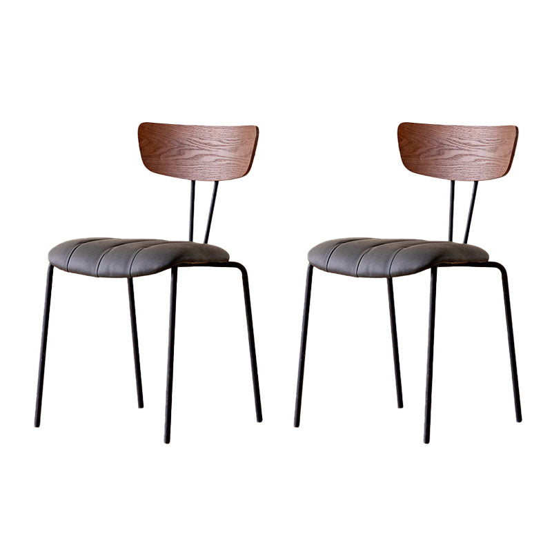 Industrial Dining Chair Kitchen Armless Chairs with Metal Legs Dark Gray 2 Piece Set Clearhalo 'Dining Chairs' 'Dining Tables & Seating' 'dining_chair' 'furn' 'furn_dining_chair' 'Furniture' 'furniture_dining_chair' 'Kitchen & Dining Furniture' 4792657