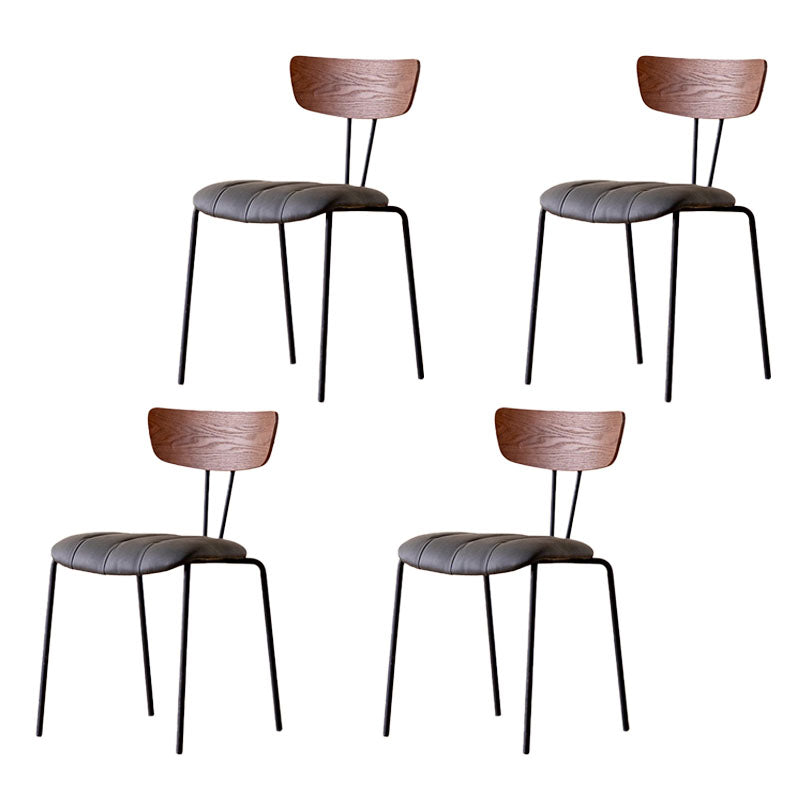 Industrial Dining Chair Kitchen Armless Chairs with Metal Legs Dark Gray 4 Piece Set Clearhalo 'Dining Chairs' 'Dining Tables & Seating' 'dining_chair' 'furn' 'furn_dining_chair' 'Furniture' 'furniture_dining_chair' 'Kitchen & Dining Furniture' 4792658