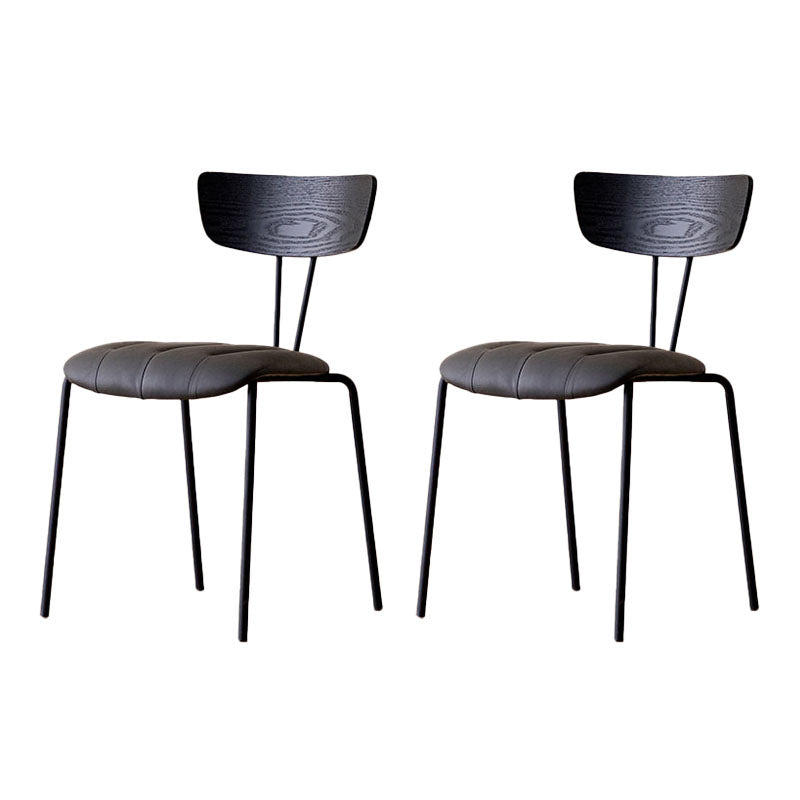 Industrial Dining Chair Kitchen Armless Chairs with Metal Legs Dark Gray-Black 2 Piece Set Clearhalo 'Dining Chairs' 'Dining Tables & Seating' 'dining_chair' 'furn' 'furn_dining_chair' 'Furniture' 'furniture_dining_chair' 'Kitchen & Dining Furniture' 4792660