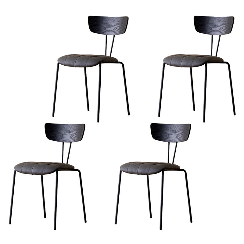 Industrial Dining Chair Kitchen Armless Chairs with Metal Legs Dark Gray-Black 4 Piece Set Clearhalo 'Dining Chairs' 'Dining Tables & Seating' 'dining_chair' 'furn' 'furn_dining_chair' 'Furniture' 'furniture_dining_chair' 'Kitchen & Dining Furniture' 4792661