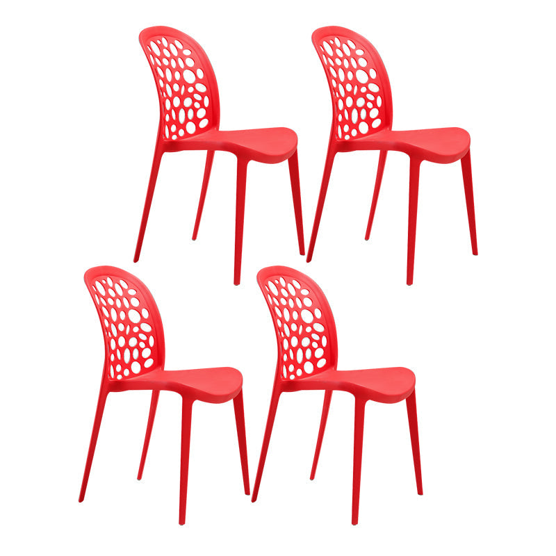 Nordic Dining Chair Plastic Dining Armless Chairs for Kitchen Red Set of 4 Clearhalo 'Dining Chairs' 'Dining Tables & Seating' 'dining_chair' 'Furniture' 'furniture_dining_chair' 'Kitchen & Dining Furniture' 4792669