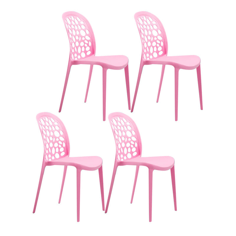 Nordic Dining Chair Plastic Dining Armless Chairs for Kitchen Pink Set of 4 Clearhalo 'Dining Chairs' 'Dining Tables & Seating' 'dining_chair' 'Furniture' 'furniture_dining_chair' 'Kitchen & Dining Furniture' 4792671
