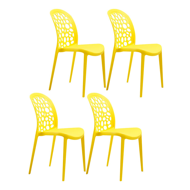 Nordic Dining Chair Plastic Dining Armless Chairs for Kitchen Yellow Set of 4 Clearhalo 'Dining Chairs' 'Dining Tables & Seating' 'dining_chair' 'Furniture' 'furniture_dining_chair' 'Kitchen & Dining Furniture' 4792674