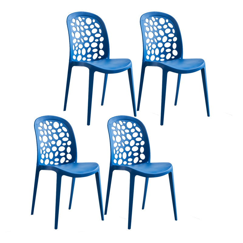Nordic Dining Chair Plastic Dining Armless Chairs for Kitchen Blue Set of 4 Clearhalo 'Dining Chairs' 'Dining Tables & Seating' 'dining_chair' 'Furniture' 'furniture_dining_chair' 'Kitchen & Dining Furniture' 4792677