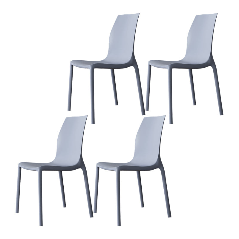 Nordic Style Plastic Dining Chairs Kitchen Armless Dining Chairs Grey Set of 4 Clearhalo 'Dining Chairs' 'Dining Tables & Seating' 'dining_chair' 'Furniture' 'furniture_dining_chair' 'Kitchen & Dining Furniture' 4792689