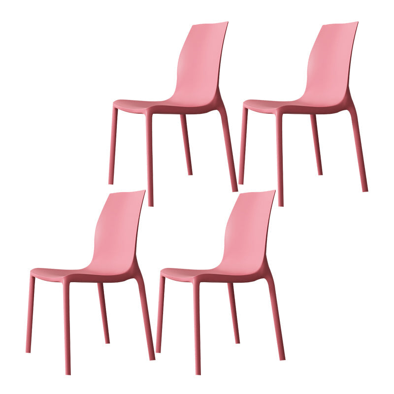 Nordic Style Plastic Dining Chairs Kitchen Armless Dining Chairs Red Set of 4 Clearhalo 'Dining Chairs' 'Dining Tables & Seating' 'dining_chair' 'Furniture' 'furniture_dining_chair' 'Kitchen & Dining Furniture' 4792693