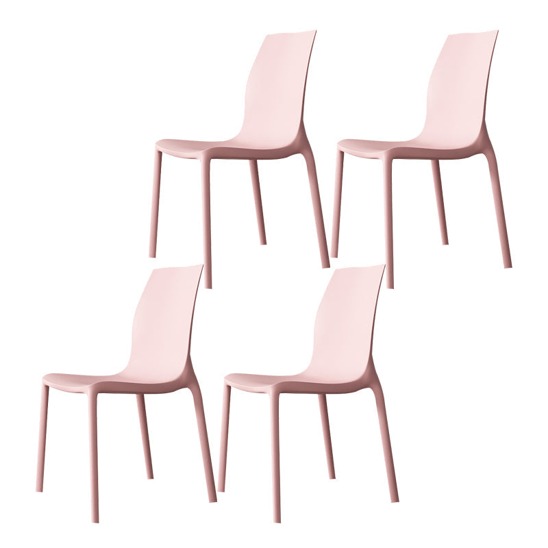 Nordic Style Plastic Dining Chairs Kitchen Armless Dining Chairs Pink Set of 4 Clearhalo 'Dining Chairs' 'Dining Tables & Seating' 'dining_chair' 'Furniture' 'furniture_dining_chair' 'Kitchen & Dining Furniture' 4792695