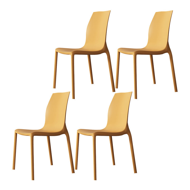 Nordic Style Plastic Dining Chairs Kitchen Armless Dining Chairs Lemon Yellow Set of 4 Clearhalo 'Dining Chairs' 'Dining Tables & Seating' 'dining_chair' 'Furniture' 'furniture_dining_chair' 'Kitchen & Dining Furniture' 4792699