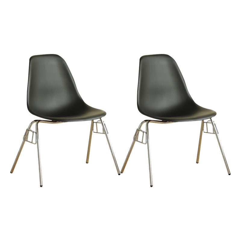 Modern Design Armless Solid Back Chair Plastic Stacking Side Chairs Black Set of 2 Clearhalo 'Dining Chairs' 'Dining Tables & Seating' 'dining_chair' 'Furniture' 'furniture_dining_chair' 'Kitchen & Dining Furniture' 4792707