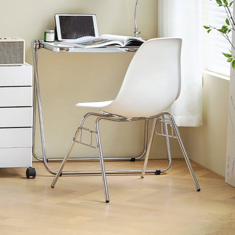 Modern Design Armless Solid Back Chair Plastic Stacking Side Chairs Clearhalo 'Dining Chairs' 'Dining Tables & Seating' 'dining_chair' 'Furniture' 'furniture_dining_chair' 'Kitchen & Dining Furniture' 4792709