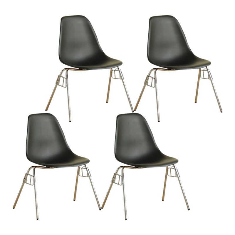 Modern Design Armless Solid Back Chair Plastic Stacking Side Chairs Black Set of 4 Clearhalo 'Dining Chairs' 'Dining Tables & Seating' 'dining_chair' 'Furniture' 'furniture_dining_chair' 'Kitchen & Dining Furniture' 4792710