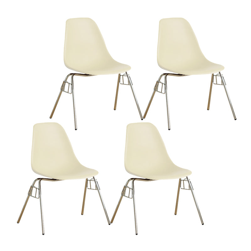 Modern Design Armless Solid Back Chair Plastic Stacking Side Chairs White Set of 4 Clearhalo 'Dining Chairs' 'Dining Tables & Seating' 'dining_chair' 'Furniture' 'furniture_dining_chair' 'Kitchen & Dining Furniture' 4792716