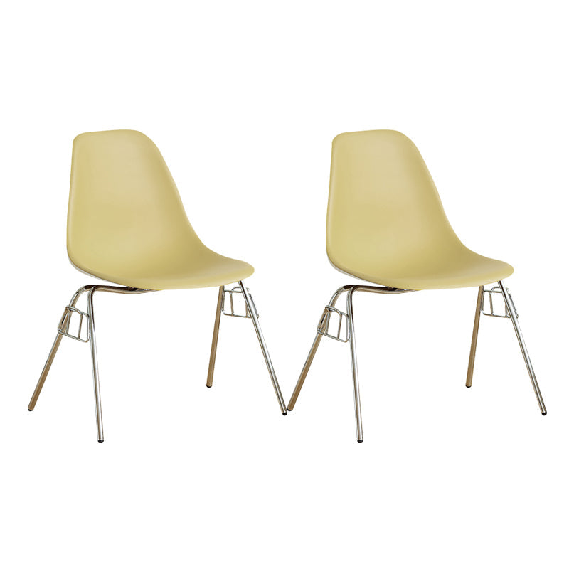 Modern Design Armless Solid Back Chair Plastic Stacking Side Chairs Yellow Set of 2 Clearhalo 'Dining Chairs' 'Dining Tables & Seating' 'dining_chair' 'Furniture' 'furniture_dining_chair' 'Kitchen & Dining Furniture' 4792719