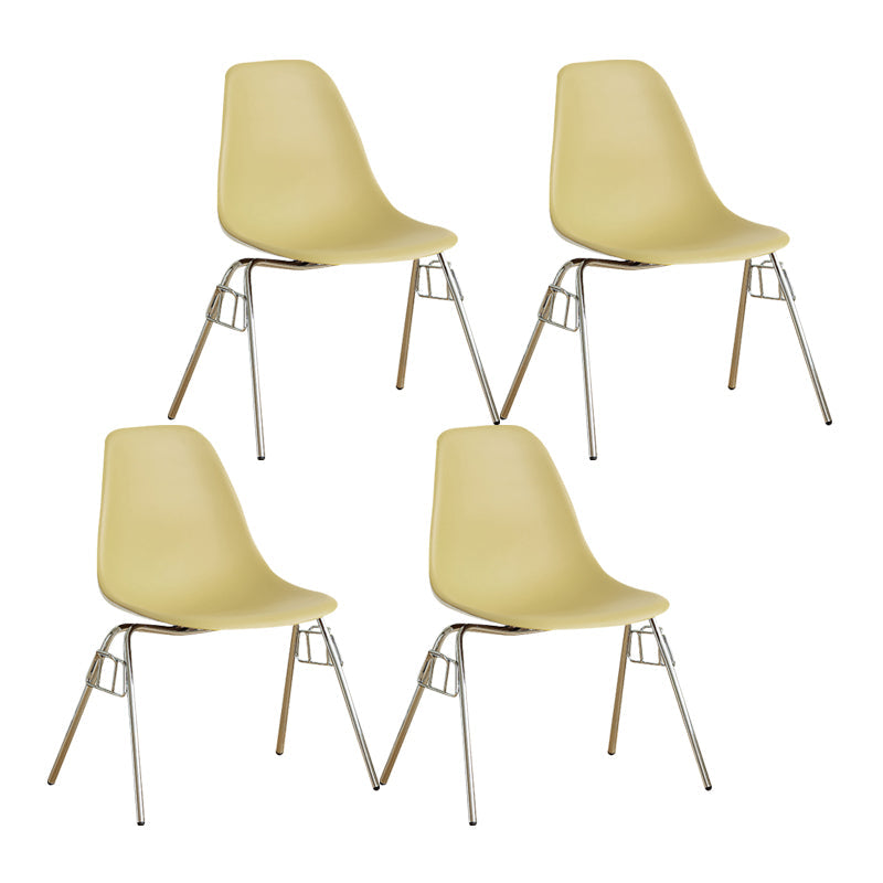 Modern Design Armless Solid Back Chair Plastic Stacking Side Chairs Yellow Set of 4 Clearhalo 'Dining Chairs' 'Dining Tables & Seating' 'dining_chair' 'Furniture' 'furniture_dining_chair' 'Kitchen & Dining Furniture' 4792722