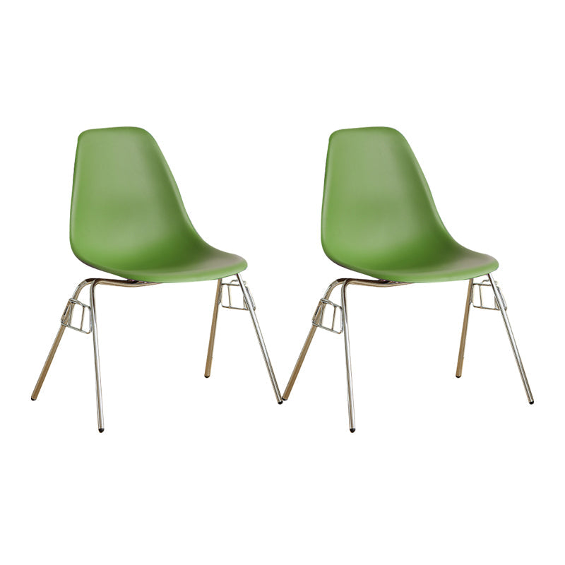 Modern Design Armless Solid Back Chair Plastic Stacking Side Chairs Green Set of 2 Clearhalo 'Dining Chairs' 'Dining Tables & Seating' 'dining_chair' 'Furniture' 'furniture_dining_chair' 'Kitchen & Dining Furniture' 4792726