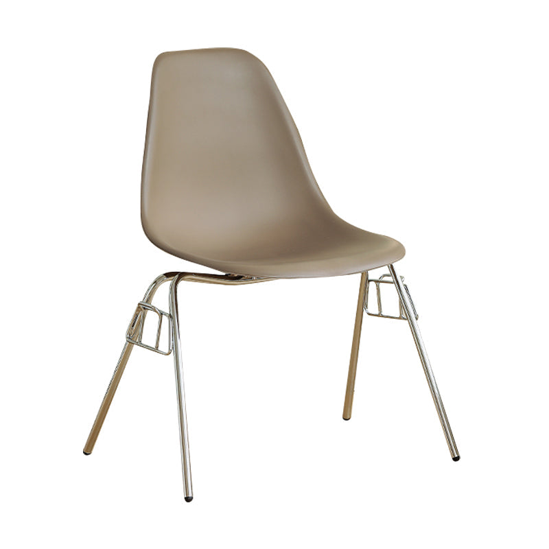 Modern Design Armless Solid Back Chair Plastic Stacking Side Chairs Coffee 1 Piece Clearhalo 'Dining Chairs' 'Dining Tables & Seating' 'dining_chair' 'Furniture' 'furniture_dining_chair' 'Kitchen & Dining Furniture' 4792729