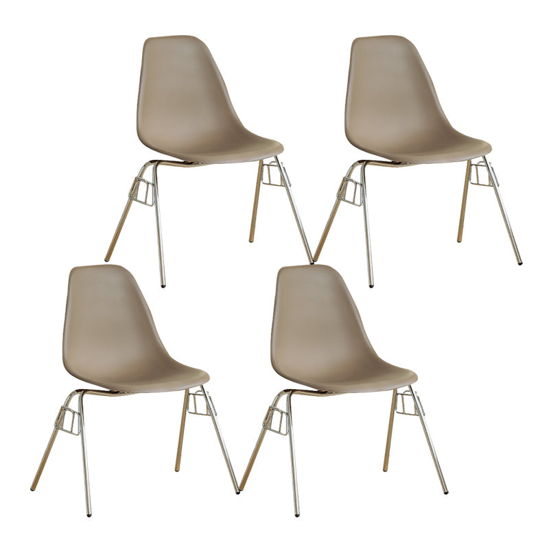 Modern Design Armless Solid Back Chair Plastic Stacking Side Chairs Coffee Set of 4 Clearhalo 'Dining Chairs' 'Dining Tables & Seating' 'dining_chair' 'Furniture' 'furniture_dining_chair' 'Kitchen & Dining Furniture' 4792733