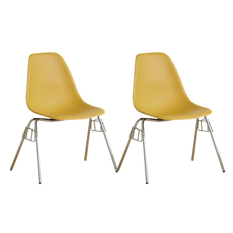 Modern Design Armless Solid Back Chair Plastic Stacking Side Chairs Ginger Set of 2 Clearhalo 'Dining Chairs' 'Dining Tables & Seating' 'dining_chair' 'Furniture' 'furniture_dining_chair' 'Kitchen & Dining Furniture' 4792735