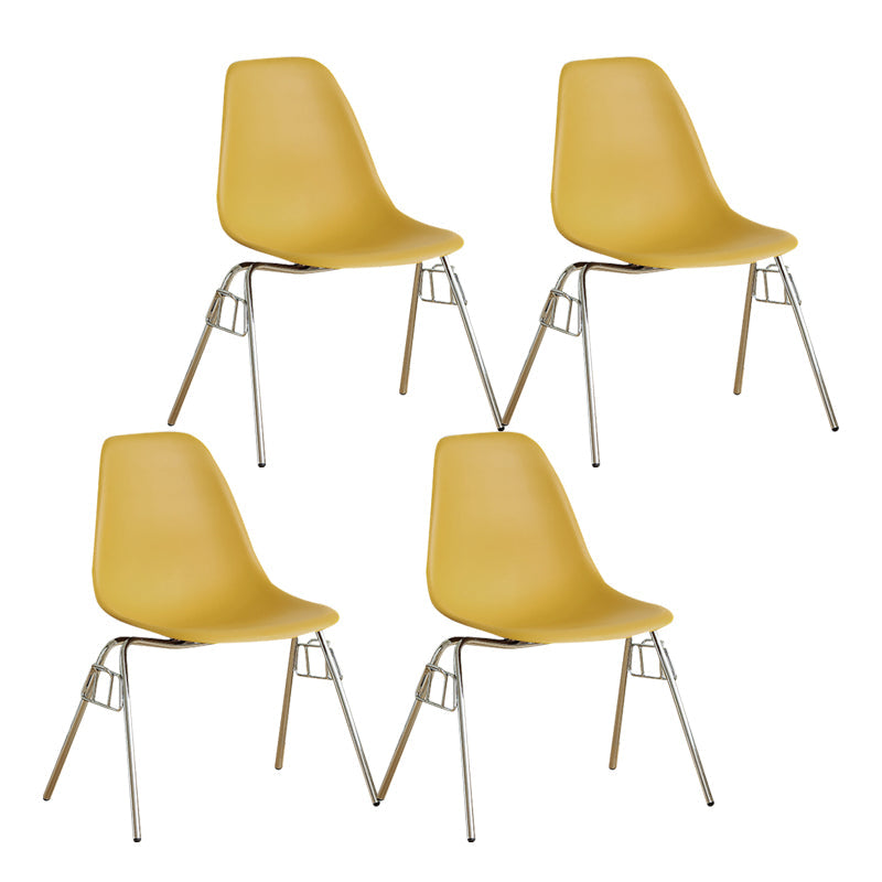 Modern Design Armless Solid Back Chair Plastic Stacking Side Chairs Ginger Set of 4 Clearhalo 'Dining Chairs' 'Dining Tables & Seating' 'dining_chair' 'Furniture' 'furniture_dining_chair' 'Kitchen & Dining Furniture' 4792736