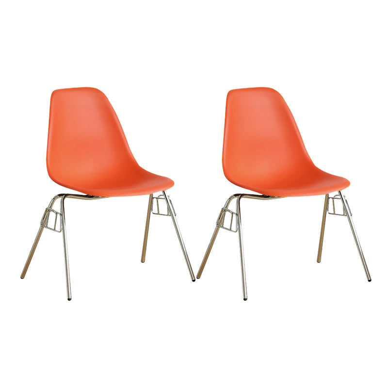 Modern Design Armless Solid Back Chair Plastic Stacking Side Chairs Orange Set of 2 Clearhalo 'Dining Chairs' 'Dining Tables & Seating' 'dining_chair' 'Furniture' 'furniture_dining_chair' 'Kitchen & Dining Furniture' 4792738