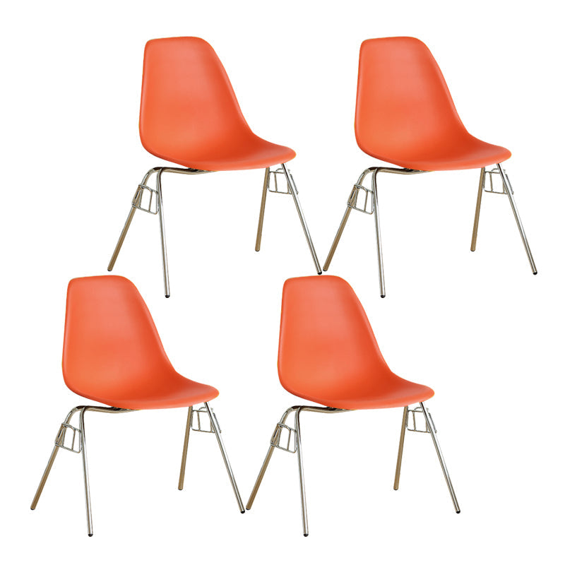 Modern Design Armless Solid Back Chair Plastic Stacking Side Chairs Orange Set of 4 Clearhalo 'Dining Chairs' 'Dining Tables & Seating' 'dining_chair' 'Furniture' 'furniture_dining_chair' 'Kitchen & Dining Furniture' 4792739