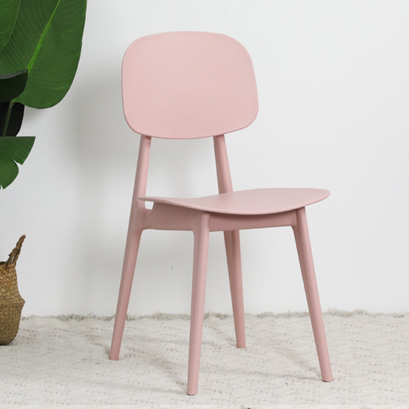 Nordic Style Open Back Dining Side Chair for Home Plastic Dining Armless Chairs Pink 1 Piece Clearhalo 'Dining Chairs' 'Dining Tables & Seating' 'dining_chair' 'furn' 'furn_dining_chair' 'Furniture' 'furniture_dining_chair' 'Kitchen & Dining Furniture' 4792757