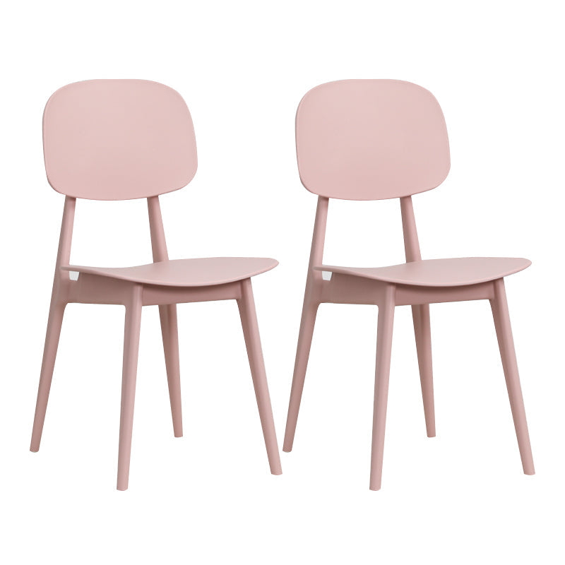 Nordic Style Open Back Dining Side Chair for Home Plastic Dining Armless Chairs Pink 2 Piece Set Clearhalo 'Dining Chairs' 'Dining Tables & Seating' 'dining_chair' 'furn' 'furn_dining_chair' 'Furniture' 'furniture_dining_chair' 'Kitchen & Dining Furniture' 4792758