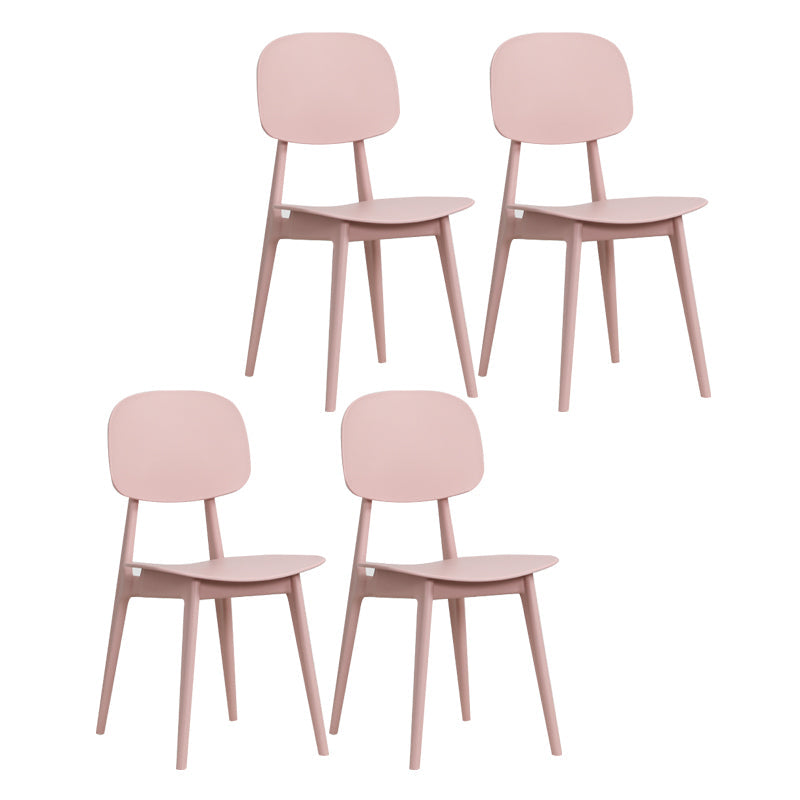 Nordic Style Open Back Dining Side Chair for Home Plastic Dining Armless Chairs Pink 4 Piece Set Clearhalo 'Dining Chairs' 'Dining Tables & Seating' 'dining_chair' 'furn' 'furn_dining_chair' 'Furniture' 'furniture_dining_chair' 'Kitchen & Dining Furniture' 4792759