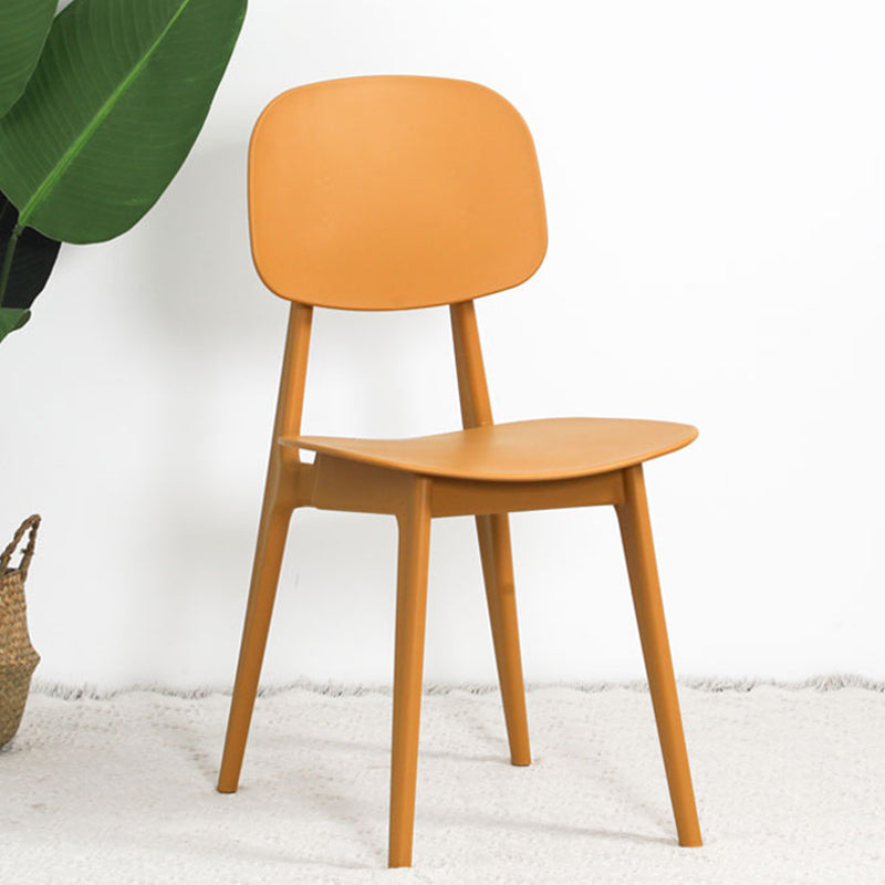 Nordic Style Open Back Dining Side Chair for Home Plastic Dining Armless Chairs Yellow 1 Piece Clearhalo 'Dining Chairs' 'Dining Tables & Seating' 'dining_chair' 'furn' 'furn_dining_chair' 'Furniture' 'furniture_dining_chair' 'Kitchen & Dining Furniture' 4792760