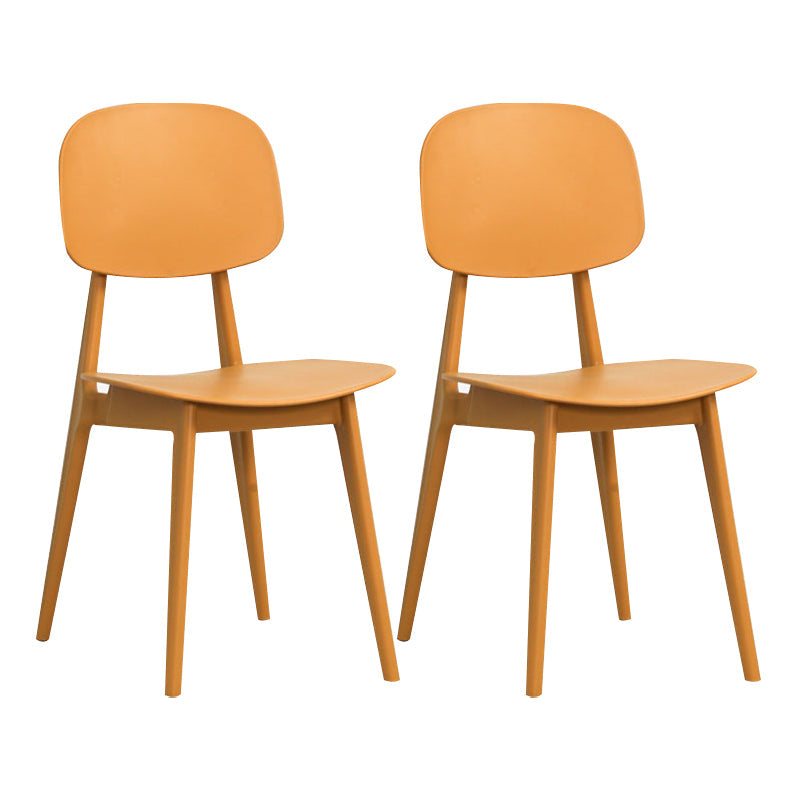 Nordic Style Open Back Dining Side Chair for Home Plastic Dining Armless Chairs Yellow 2 Piece Set Clearhalo 'Dining Chairs' 'Dining Tables & Seating' 'dining_chair' 'furn' 'furn_dining_chair' 'Furniture' 'furniture_dining_chair' 'Kitchen & Dining Furniture' 4792761