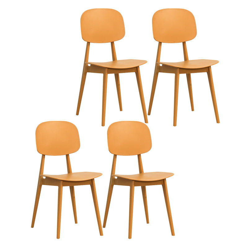 Nordic Style Open Back Dining Side Chair for Home Plastic Dining Armless Chairs Yellow 4 Piece Set Clearhalo 'Dining Chairs' 'Dining Tables & Seating' 'dining_chair' 'furn' 'furn_dining_chair' 'Furniture' 'furniture_dining_chair' 'Kitchen & Dining Furniture' 4792762